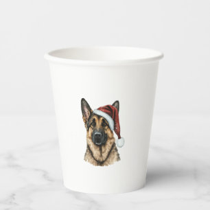 German Shepherd Santa Claus Dog Christmas Paper Cups