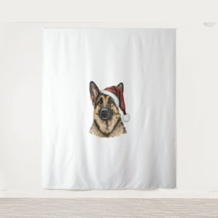 German Shepherd Santa Claus Dog Christmas Tapestry