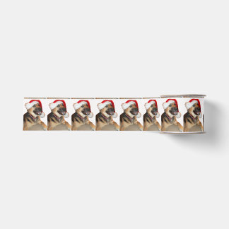 German Shepherd Santa Claus Grosgrain Ribbon