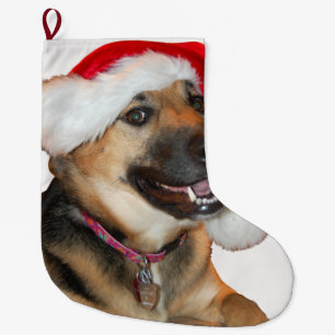 German Shepherd Santa Claus Large Christmas Stocking