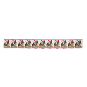 German Shepherd Santa Claus Satin Ribbon