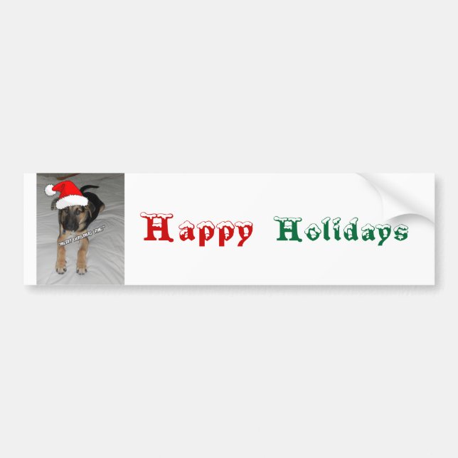 German Shepherd Santa Hat Bumper Sticker (Front)