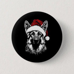 German Shepherd Santa Hat Christmas Xmas Pajama Wo 6 Cm Round Badge