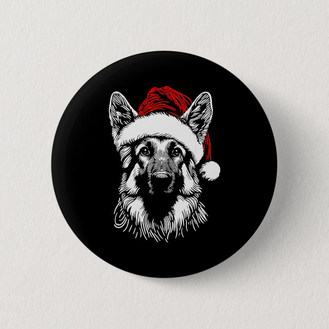 German Shepherd Santa Hat Christmas Xmas Pajama Wo 6 Cm Round Badge (Front)