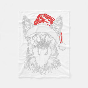 German Shepherd Santa Hat Christmas Xmas Pajama Wo Fleece Blanket