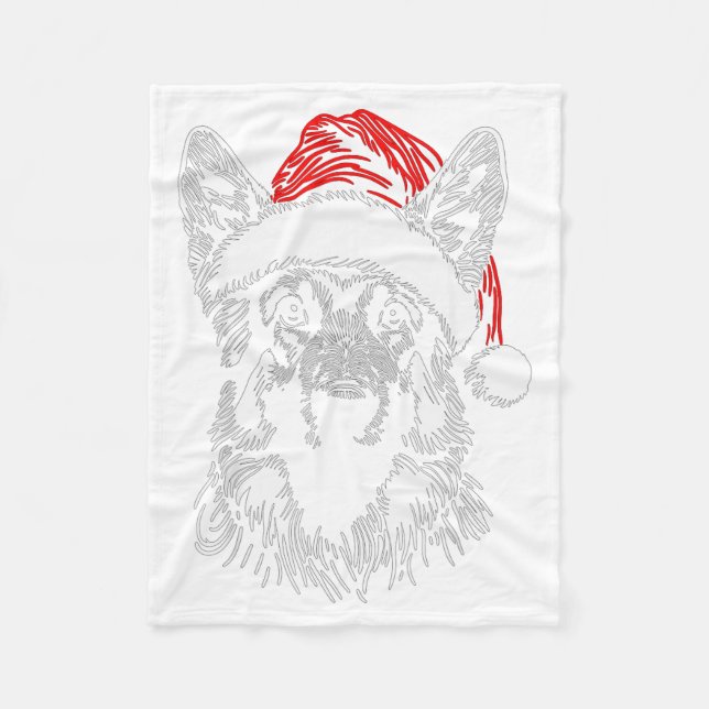German Shepherd Santa Hat Christmas Xmas Pajama Wo Fleece Blanket (Front)