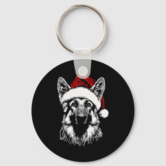 German Shepherd Santa Hat Christmas Xmas Pajama Wo Key Ring (Front)