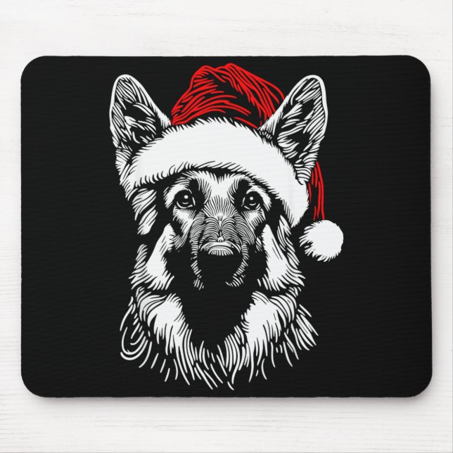 German Shepherd Santa Hat Christmas Xmas Pajama Wo Mouse Mat (Front)