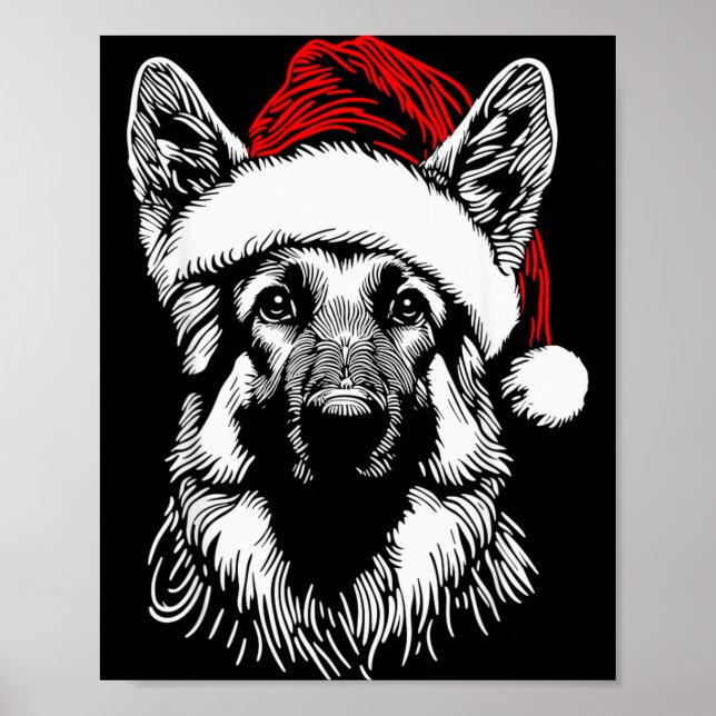 German Shepherd Santa Hat Christmas Xmas Pajama Wo Poster (Front)