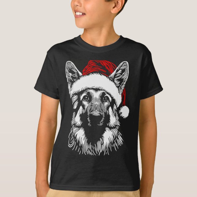 German Shepherd Santa Hat Christmas Xmas Pajama Wo T-Shirt (Front)