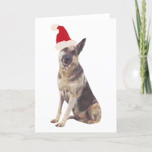 German Shepherd Santa Hat Holiday Card