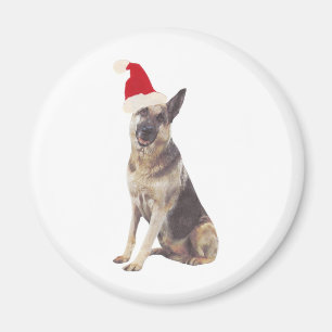 German Shepherd Santa Hat Magnet