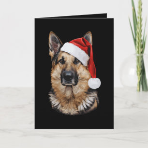 German Shepherd Santa Hat Portrait Christmas Xmas Card