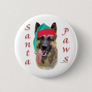 German Shepherd Santa Paws 6 Cm Round Badge