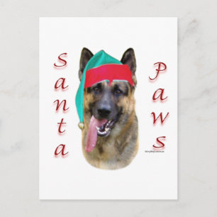 German Shepherd Santa Paws Holiday Postcard