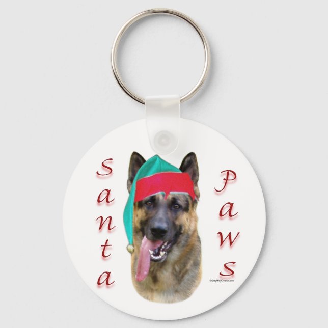 German Shepherd Santa Paws Key Ring (Front)