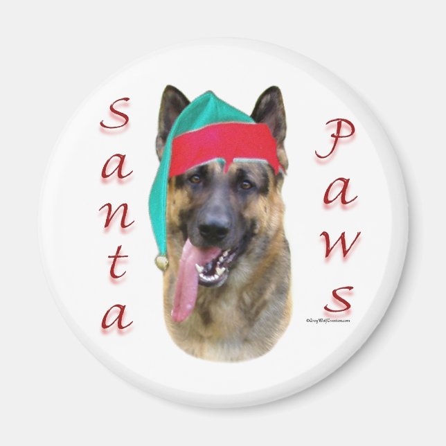 German Shepherd Santa Paws Magnet (Front)