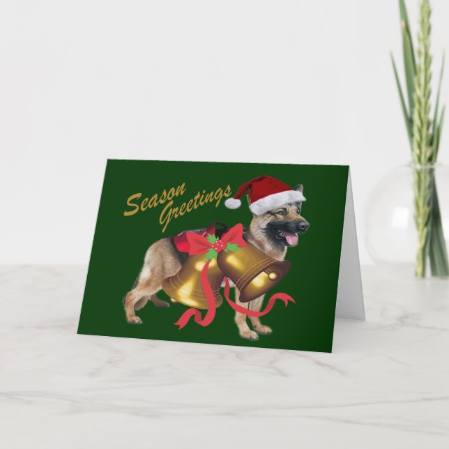 German Shepherd Season Greetings Cards (Front)