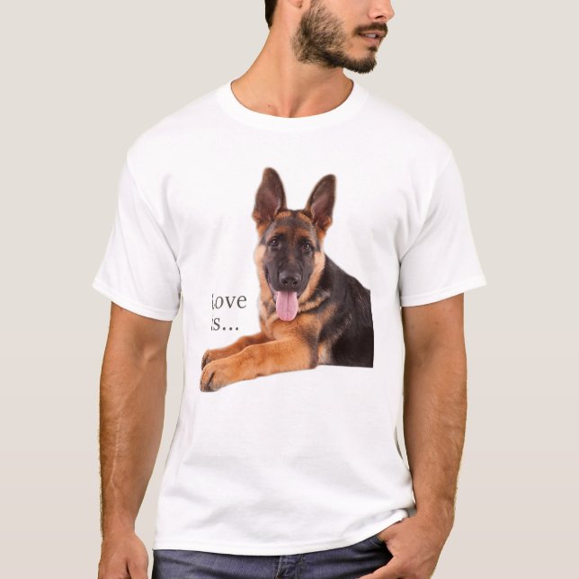 German Shepherd Shepard Dog Mum Dad Love Pet Puppy T-Shirt (Front)