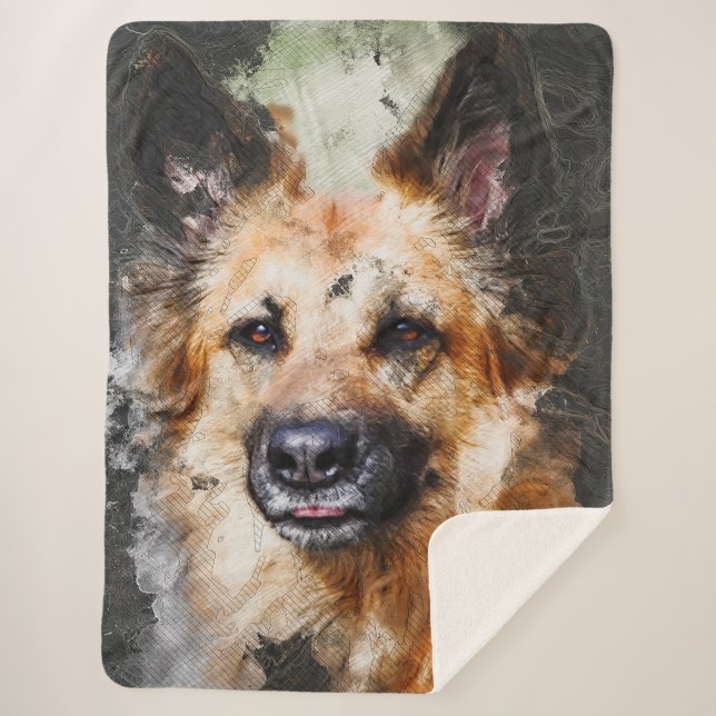 German Shepherd Sherpa Blanket (Front)