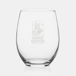 German Shepherd Shirt for Dog Lovers Vintage Engra Stemless Wine Glass