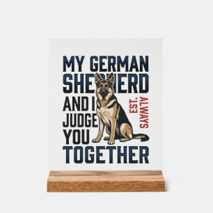 German Shepherd Shirt Funny Dog Lover Vintage Engr Acrylic Sign