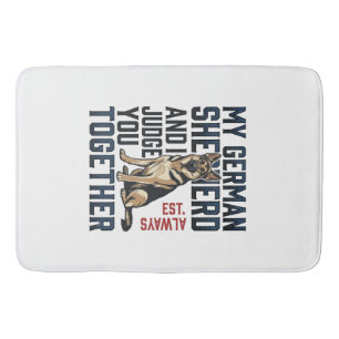 German Shepherd Shirt Funny Dog Lover Vintage Engr Bath Mat