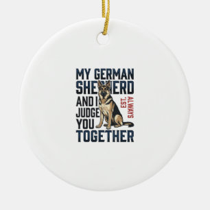 German Shepherd Shirt Funny Dog Lover Vintage Engr Ceramic Tree Decoration