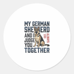 German Shepherd Shirt Funny Dog Lover Vintage Engr Classic Round Sticker