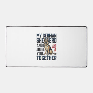 German Shepherd Shirt Funny Dog Lover Vintage Engr Desk Mat