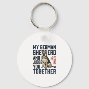 German Shepherd Shirt Funny Dog Lover Vintage Engr Key Ring