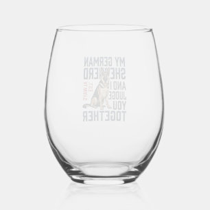 German Shepherd Shirt Funny Dog Lover Vintage Engr Stemless Wine Glass