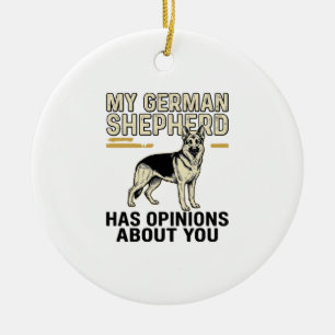 German Shepherd Shirt Funny Vintage Engraving Dog  Ceramic Tree Decoration