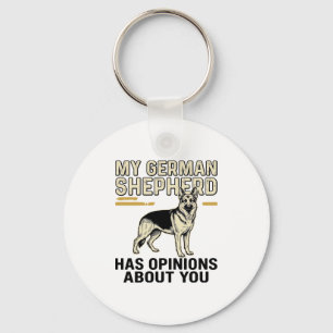 German Shepherd Shirt Funny Vintage Engraving Dog Key Ring