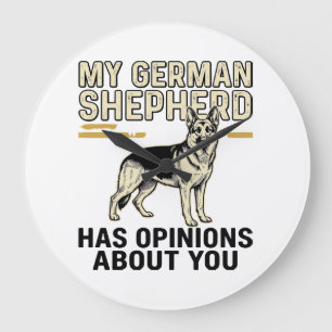 German Shepherd Shirt Funny Vintage Engraving Dog Large Clock