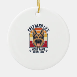 German Shepherd Shirt Retro Engraving Dog Lover Gr Ceramic Tree Decoration