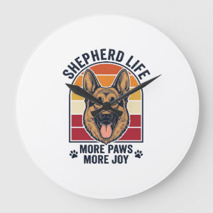German Shepherd Shirt Retro Engraving Dog Lover Gr Large Clock