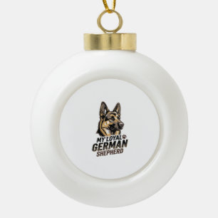 German Shepherd Shirt Vintage Engraving Dog Lover  Ceramic Ball Christmas Ornament