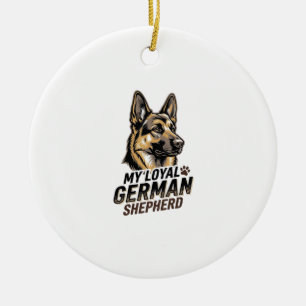 German Shepherd Shirt Vintage Engraving Dog Lover  Ceramic Tree Decoration