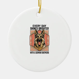 German Shepherd Shirt Vintage Engraving Dog Lover  Ceramic Tree Decoration