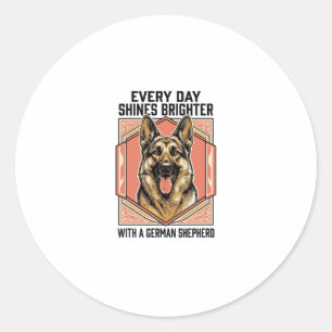 German Shepherd Shirt Vintage Engraving Dog Lover Classic Round Sticker