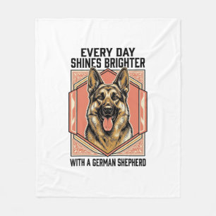 German Shepherd Shirt Vintage Engraving Dog Lover Fleece Blanket