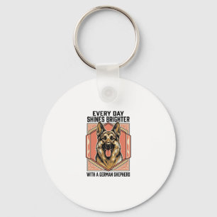 German Shepherd Shirt Vintage Engraving Dog Lover Key Ring
