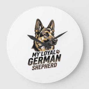 German Shepherd Shirt Vintage Engraving Dog Lover Large Clock
