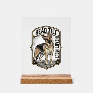 German Shepherd Shirt Vintage Engraving Head Tilt Acrylic Sign