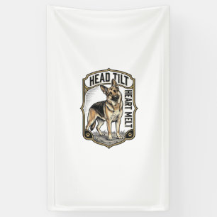 German Shepherd Shirt Vintage Engraving Head Tilt Banner