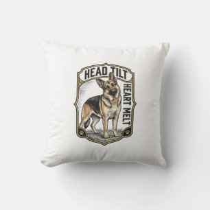 German Shepherd Shirt Vintage Engraving Head Tilt Cushion