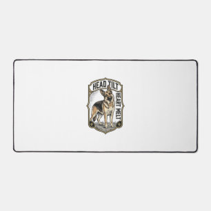 German Shepherd Shirt Vintage Engraving Head Tilt Desk Mat
