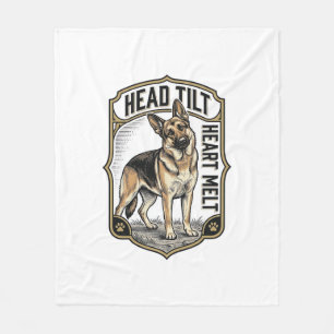 German Shepherd Shirt Vintage Engraving Head Tilt Fleece Blanket