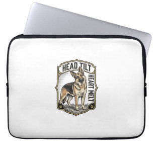 German Shepherd Shirt Vintage Engraving Head Tilt Laptop Sleeve